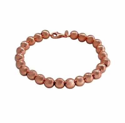 Sterling Silver With Rose Gold, 8mm Ball Bead Bracelet