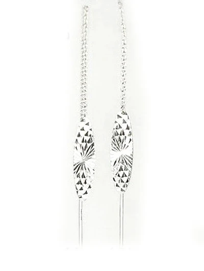 10K White Gold Shimmer Cut Dangle Earrings