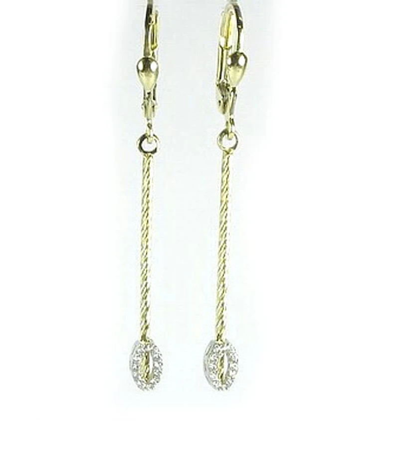 10K Yellow Gold White Gold C.Z Dangle Earrings