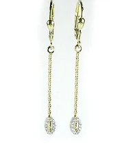 10K Yellow Gold White Gold C.Z Dangle Earrings