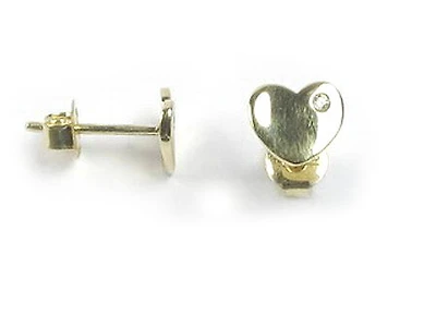 10K Yellow Gold Polished Heart Stud Earrings