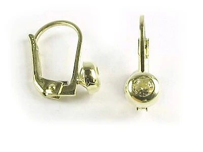 10K Yellow Gold C.Z Polished Lever Earrings