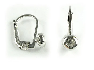 10K White Gold C.Z Lever Earrings