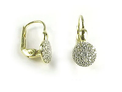 10K Yellow Gold C.Z Cluster Lever Earrings
