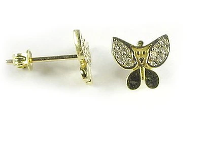 10K Yellow Gold Butterfly C.Z Stud Earrings