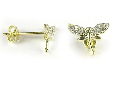10K Yellow Gold C.Z Butterfly Stud Earrings