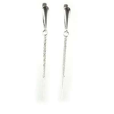 10K White Gold Polished Dangle Earrings