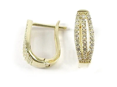 10K Yellow Gold C.Z Lever Earrings