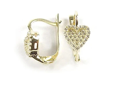 10K Yellow Gold C.Z Cluster Heart Earrings