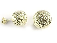 10K Yellow Gold Shimmer Cut Ball Stud Earrings