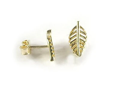 10K Yellow Gold Leaf Stud Earrings