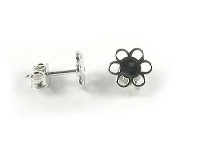 10K White Gold Polished Flower Stud Earrings