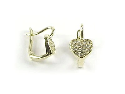 10K Yellow Gold C.Z Heart Earrings