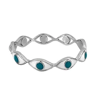 Sterling Silver With Rhodium, Evil Eye Ring, 3mm Width