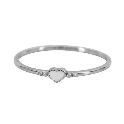 Sterling Silver With Rhodium, 3X3mm Heart Ring, 1mm Band