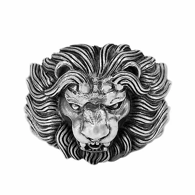 Sterling Silver, 20mm Lion Head Ring
