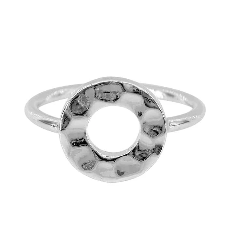 Sterling Silver, 12mm Hammered Circle Ring With 1.5mm Band