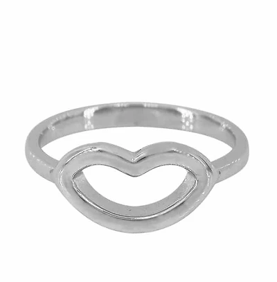 Sterling Silver With Rhodium, 8X15mm Lip Ring With 2mm Band