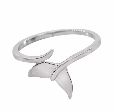 Sterling Silver With Rhodium, 12mm Whale Tail Ring, 1mm Band