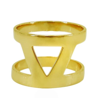 Sterling Silver With Gold, Triangular Ring, 15mm Width