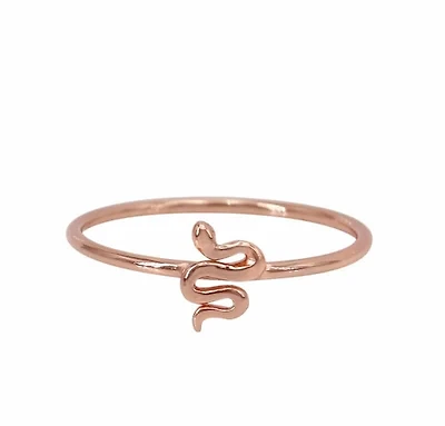 Sterling Silver With Rose Gold, 7X6mm Snake Ring