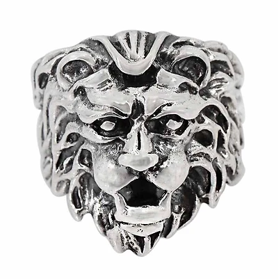 Sterling Silver, Lion Head Ring, 25mm Width