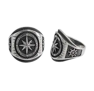 Sterling Silver, Nautical Compass Ring