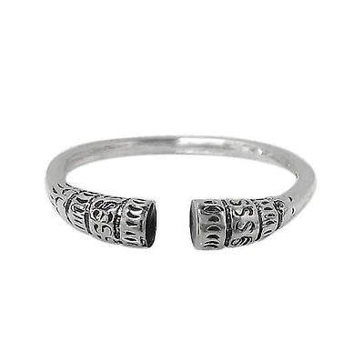 Sterling Silver, Adjustable Ring With Detail Design. Approximate Size: 4mm Width.