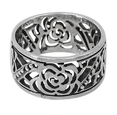 Sterling Silver Flower Ring, 10mm Width