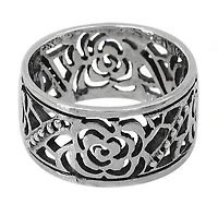 Sterling Silver Flower Ring, 10mm Width