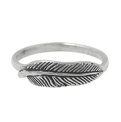Sterling Silver Ring With Detail Feather Design. Approximate Feather Size: 6mm Length X 16mm Width