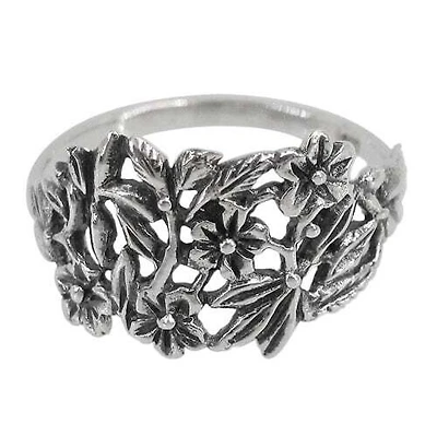 Sterling Silver Flower Ring, 12mm Width