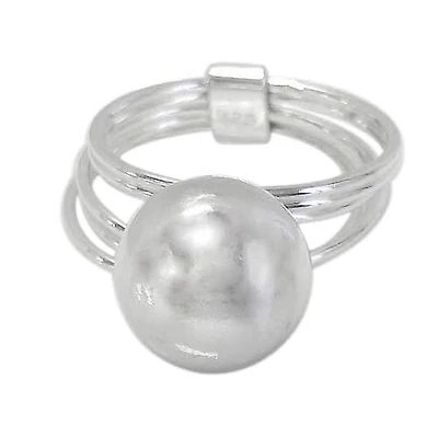 Sterling Silver, Stack Ring With 5 Bands And 12mm Ball Bead. Approx Size: 12mm Width