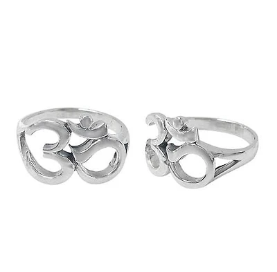 Sterling Silver, Om Ring. Approximate Om Size: 15mm Length X 20mm Width