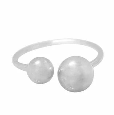 Sterling Silver, Double Ball Style Ring With 6 And 8mm Ball. Approx Size: 8mm Width