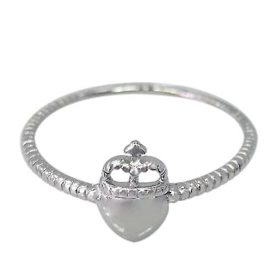 Rhodium Plated On Sterling Silver, Smooth Unique Style Ring With A Detail Crown And Heart Shape. Approx Size: 9mm Width