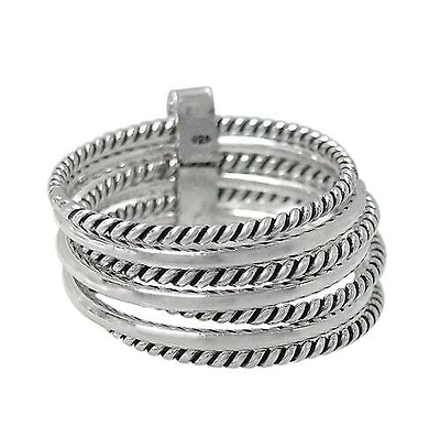 Sterling Silver, Stack Ring With 7 Band. Approximate Size: 12mm Height