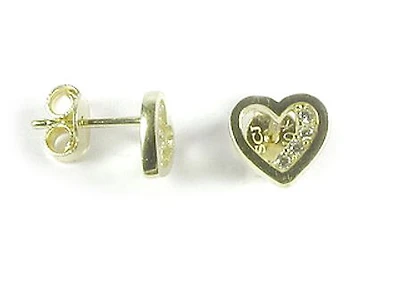 10K Yellow Gold Heart Stud Earrings