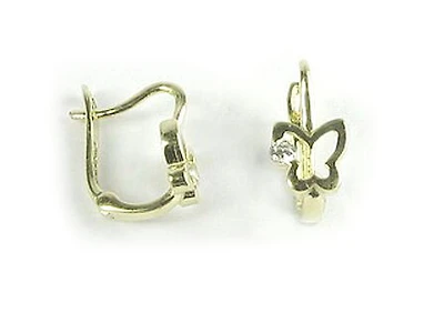 10K Yellow Gold C.Z Polished Butterfly Earrings