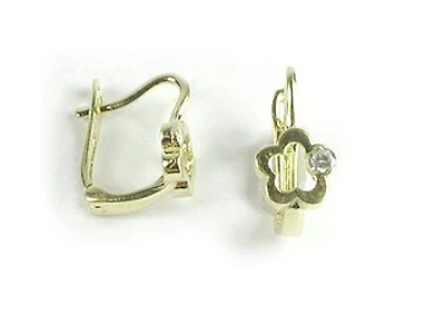 10K Yellow Gold C.Z Flower Earrings