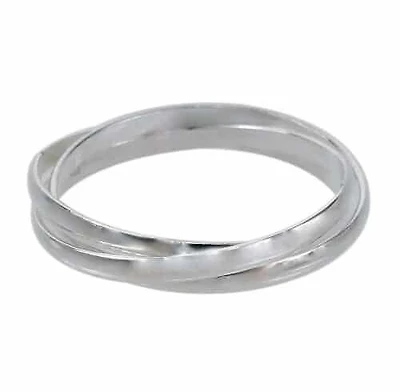 Sterling Silver, Smooth 3 Band Rolling Ring. Approx Size: 1.5mm Thickness
