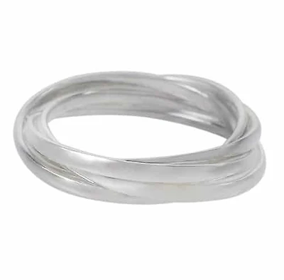 Sterling Silver, Smooth 5 Band Rolling Ring. Approx Size: 2mm Thickness