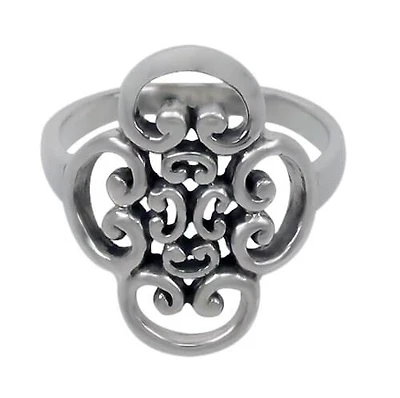 Sterling Silver, Smooth Filigree Style Ring. Approx Size: 21mm Width