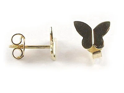 10K Yellow Gold Polished Butterfly Stud Earrings