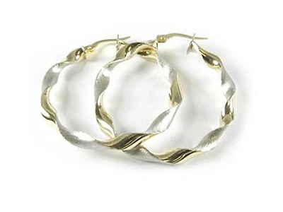 10K Yellow & White Gold Hoop Earrings