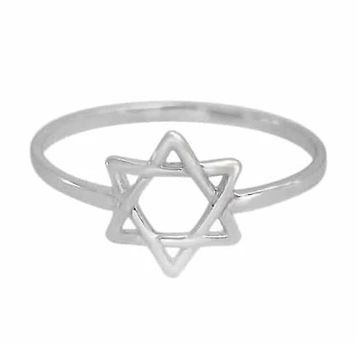 Rhodium Plated On Sterling Silver, Smooth Star Of David. Approx Size: 9.5mm Width
