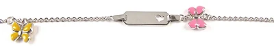 10K White Gold Butterfly Heart Nameplate Children's Bracelet