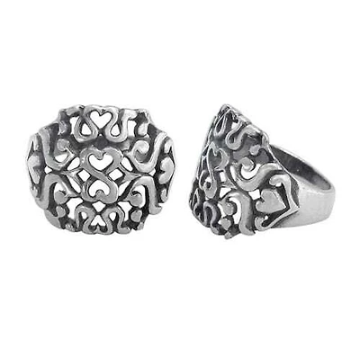 Sterling Silver, Smooth Multi Heart Shape Ring. Approx Size: 18mm Width