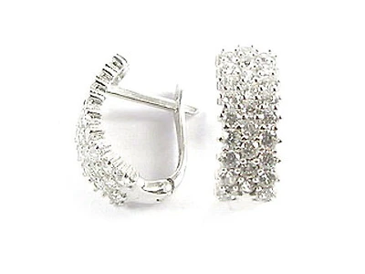10K White Gold C.Z Lever Back Earrings