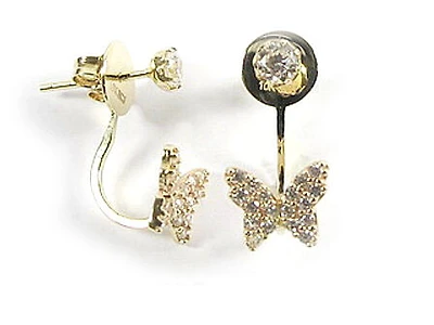 10K Yellow Gold C.Z Butterfly Earrings